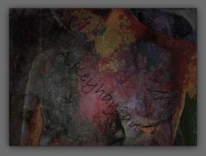 Weiblicher Akt – Mischtechnik Mixed Media Art; Druck auf Alu-Dibond Platte, 80x 80 cm by Asghar Keyhanian